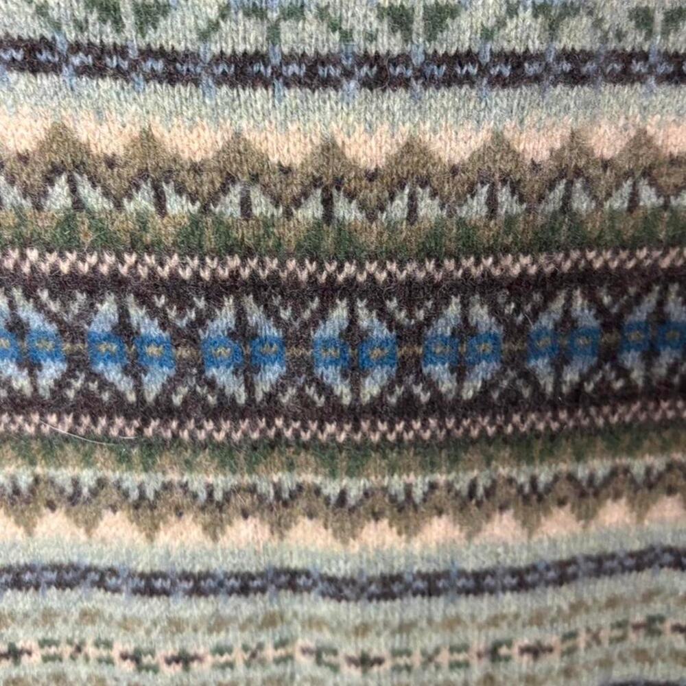 Talbots Fair Isle Toggle Coatigan Full Length Long Sweater Jacket Large Green - Picture 2 of 6